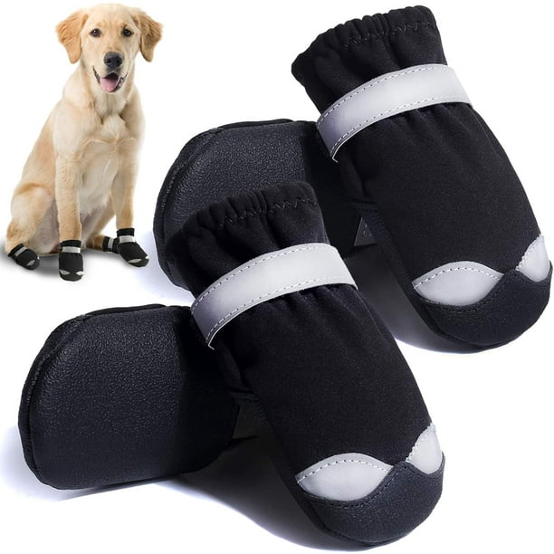 Zapatos para perros para pavimento caliente, botas para perros medianos y grandes, botines impermeables para perros con suela antideslizante y protectores de patas, 4 unidades