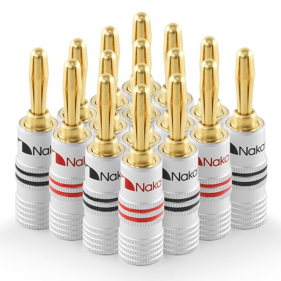 Conectores banana Nakamichi 10-18 AWG chapado en oro de 24k