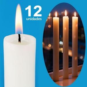 Aileda Pack 12 Velas Lisas Blancas Esotéricas Aileda 25X2Cm