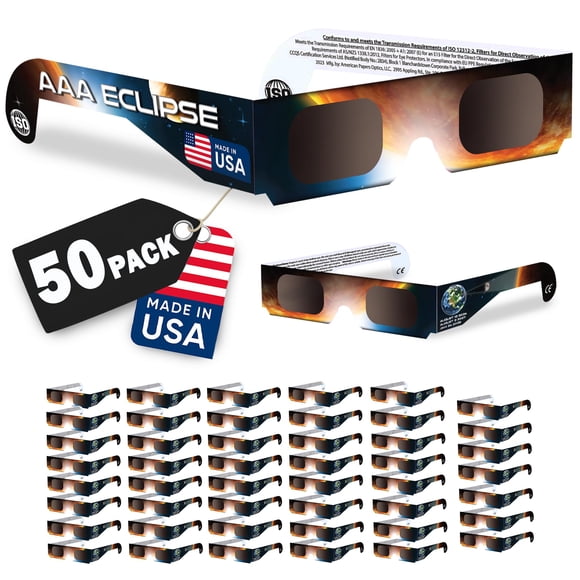 Paquete de 50 gafas de sol AAA Eclipse ISO 12312-2 AAS