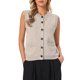 thumbnail image 1 of INSPIRE CHIC Chaleco de Suéter para Mujer sin Mangas Cuello Redondo Abotonado Cárdigan Casual con Bolsillos XL Caqui, 1 of 6