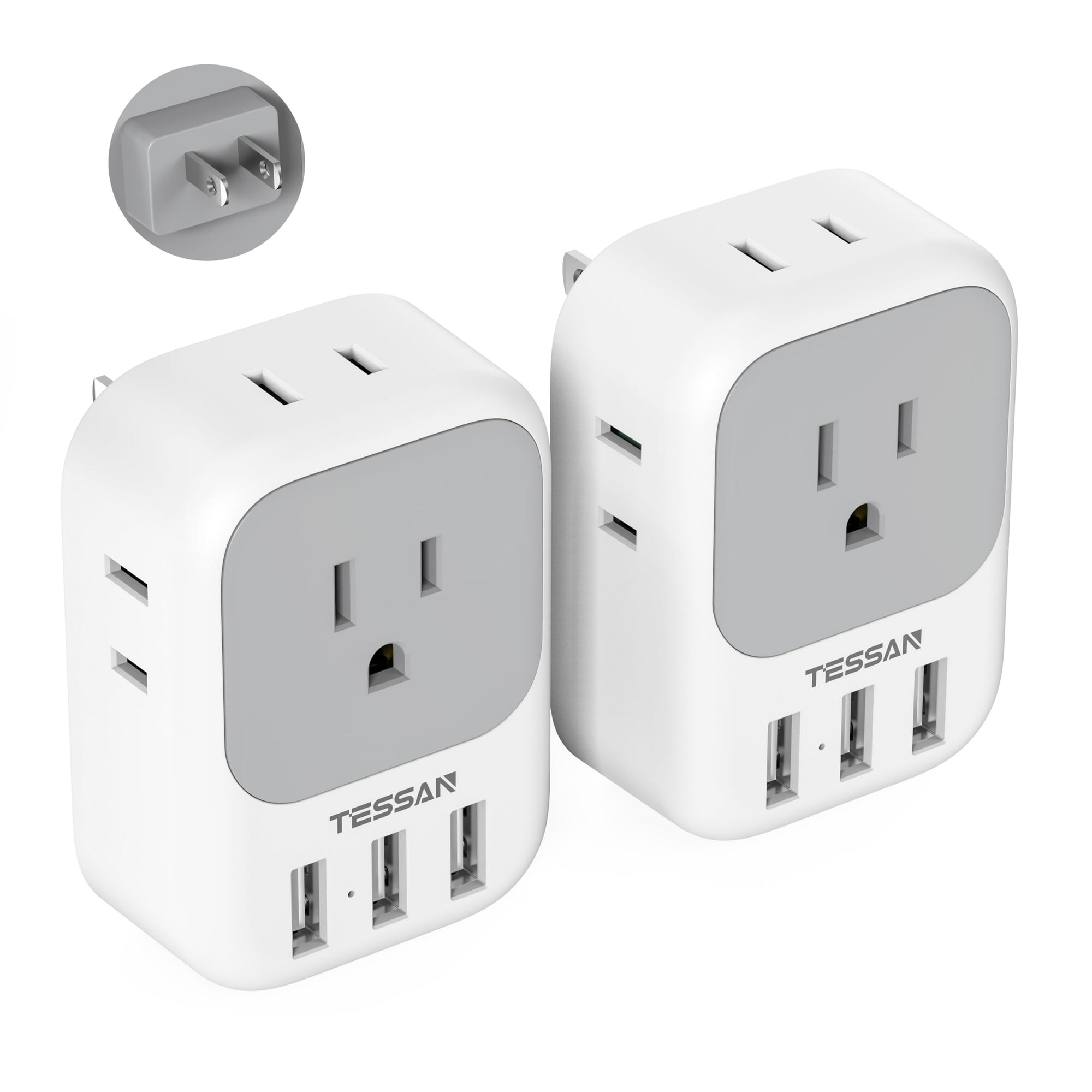 Adaptador De Enchufe Tessan De Ee. Uu. A Japón, Paquete De 2 Con 4 Tomas De Corriente Alterna Y 3 Usb