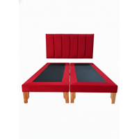 Muebles New - Cama King Lineal Rojo Felpa