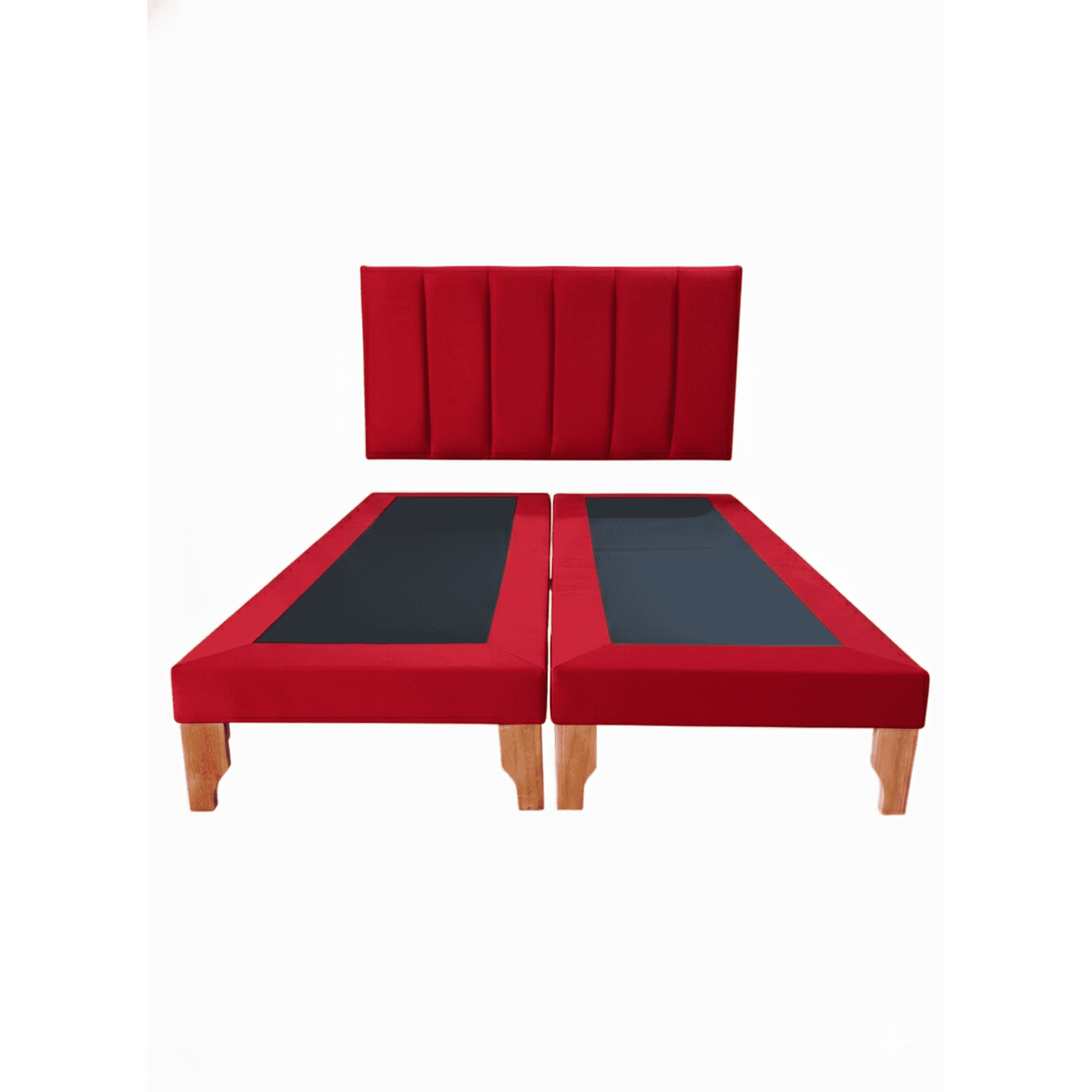 Muebles New - Cama King Lineal Rojo Felpa