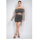 thumbnail image 5 of Saronite Vestido de Manga Larga con Cintura Alta, Fruncido y Encaje de Rejilla con Hombros Descubiertos, Negro (para Mujer), 5 of 5