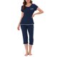 thumbnail image 1 of INSPIRE CHIC Conjunto de Pijama para Mujer de Mezcla de Rayón Suave con Manga Corta y Pantalones Capri con Cintura Elástica Ropa de Casa para Primavera Verano L Azul Marino, 1 of 6