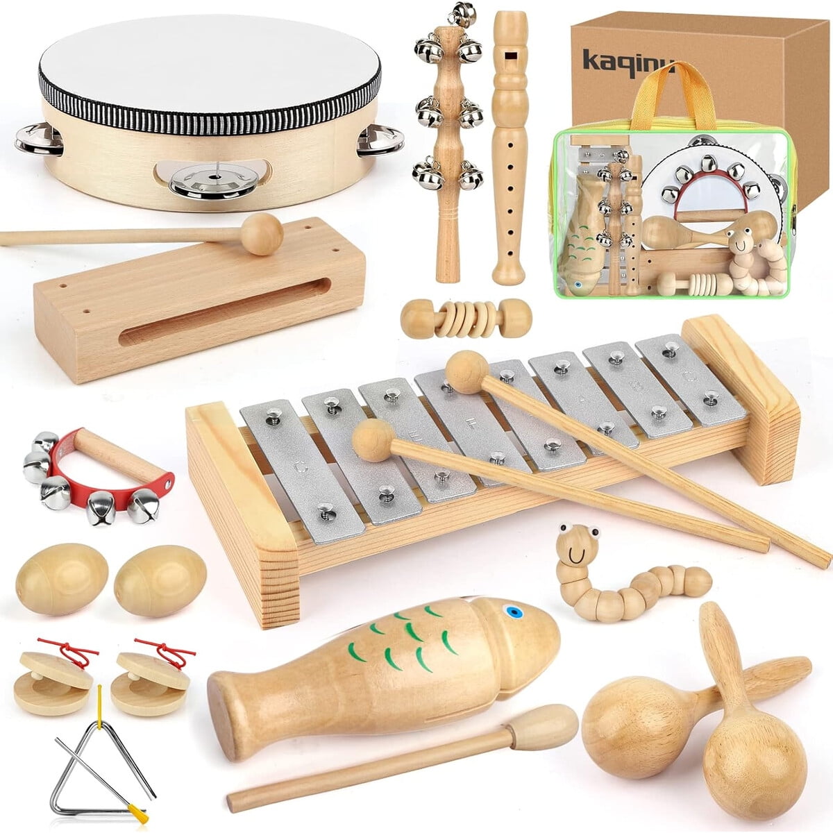Set Instrumentos Musicales Madera Kaqinu 23 Piezas Niaos
