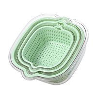 Magideal - Juego De Colador De Colador De Cocina, Material Engrosado, Hebilla Lateral, Desmontable, Cesta De Drenaje De Doble Capa Fuerte Y Resistente De Alto Verde