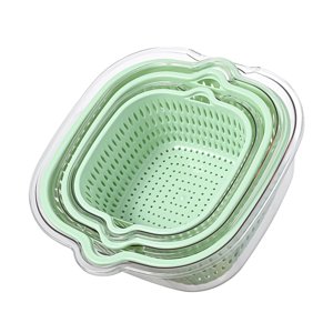 Magideal - Juego De Colador De Colador De Cocina, Material Engrosado, Hebilla Lateral, Desmontable, Cesta De Drenaje De Doble Capa Fuerte Y Resistente De Alto Verde