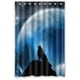 thumbnail image 1 of Cortina de ducha con diseño de lobo aullando en luna llena, con ganchos, 48 x 72 pulgadas, 1 of 3