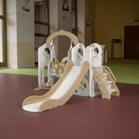 Igpro - Resbalín 4 En 1 Columpio, Aro De Baloncesto Y Bodega Beige