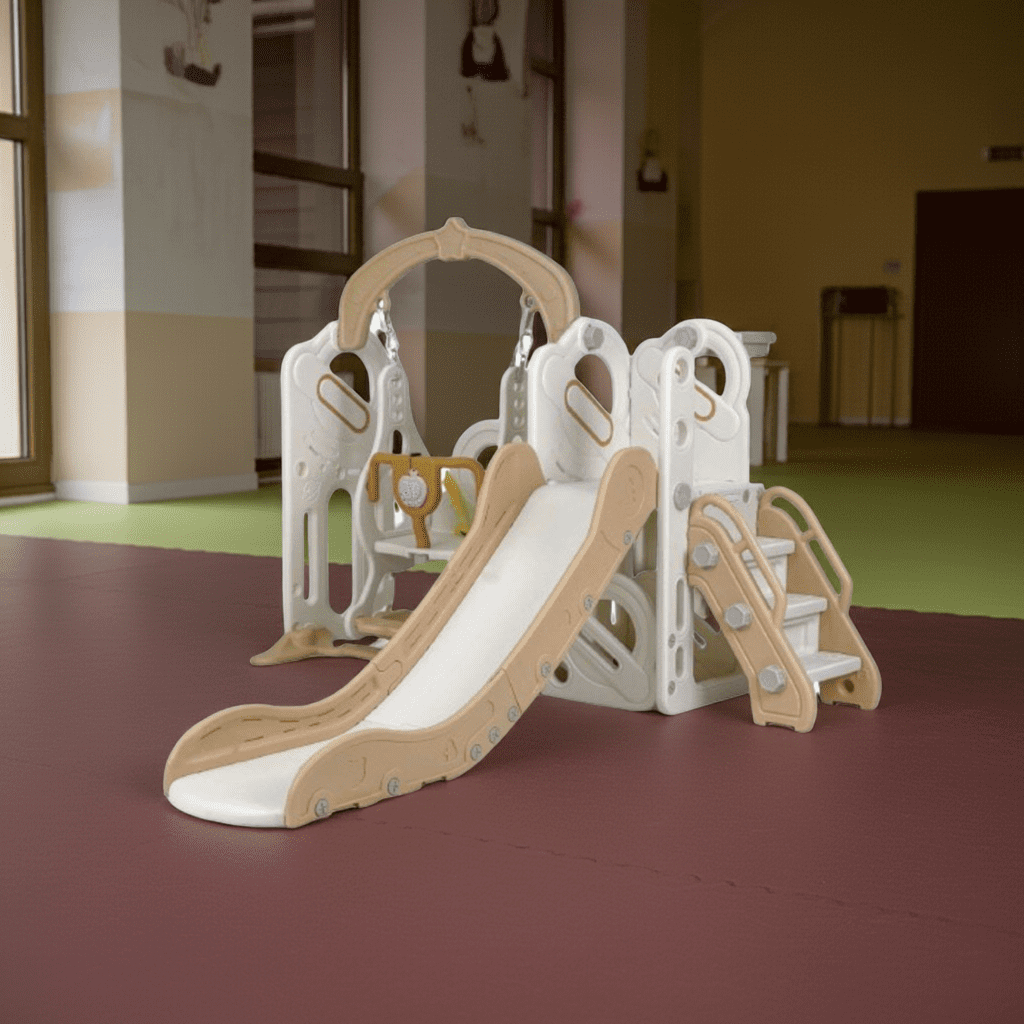 Igpro - Resbalín 4 En 1 Columpio, Aro De Baloncesto Y Bodega Beige