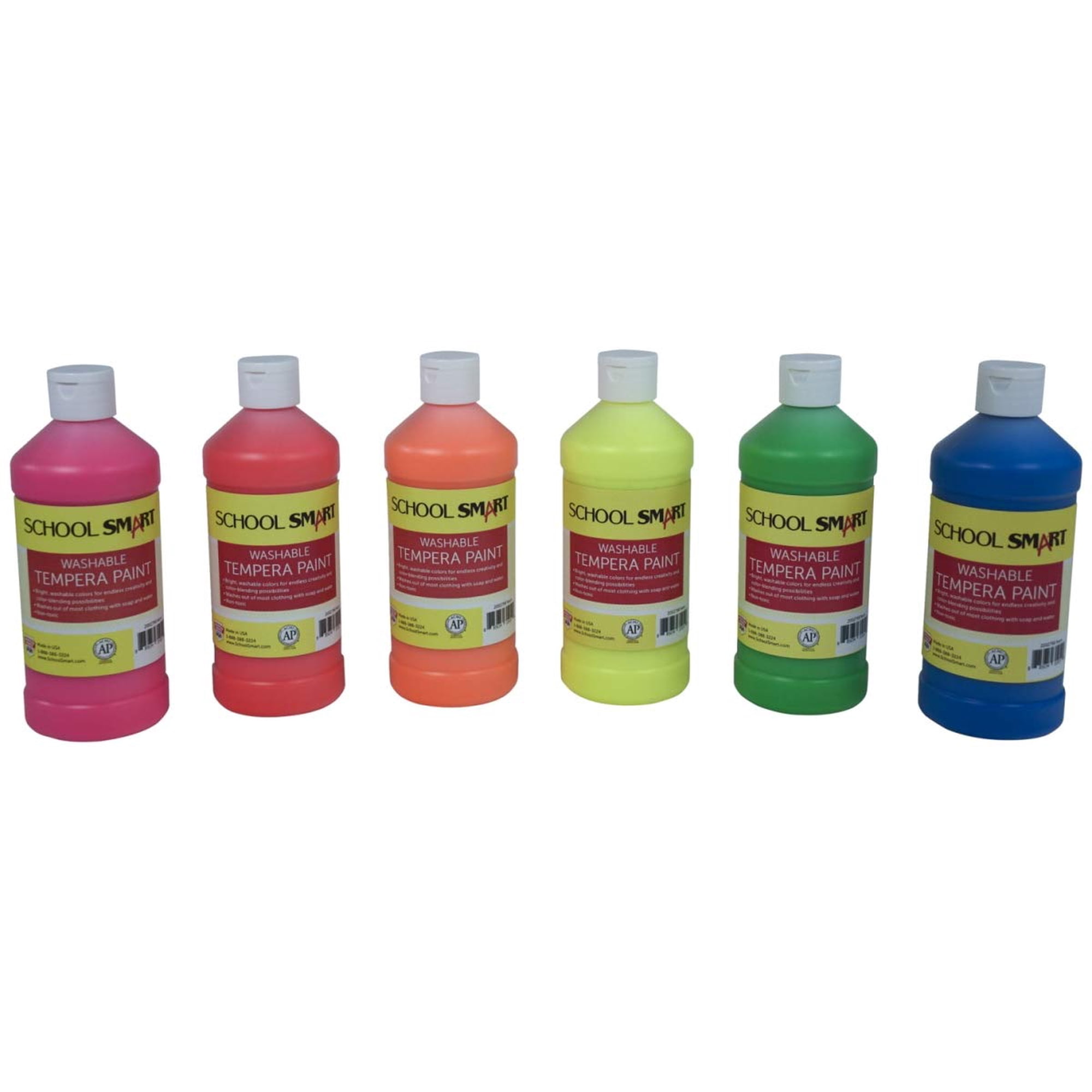 Set De Pintura School Smart De 1 Pinta, Témpera Lavable, 6 Colores