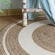 thumbnail image 3 of Alfombra De Yute Rustica Ovalada Natural Con Franja Blanca S, 3 of 5