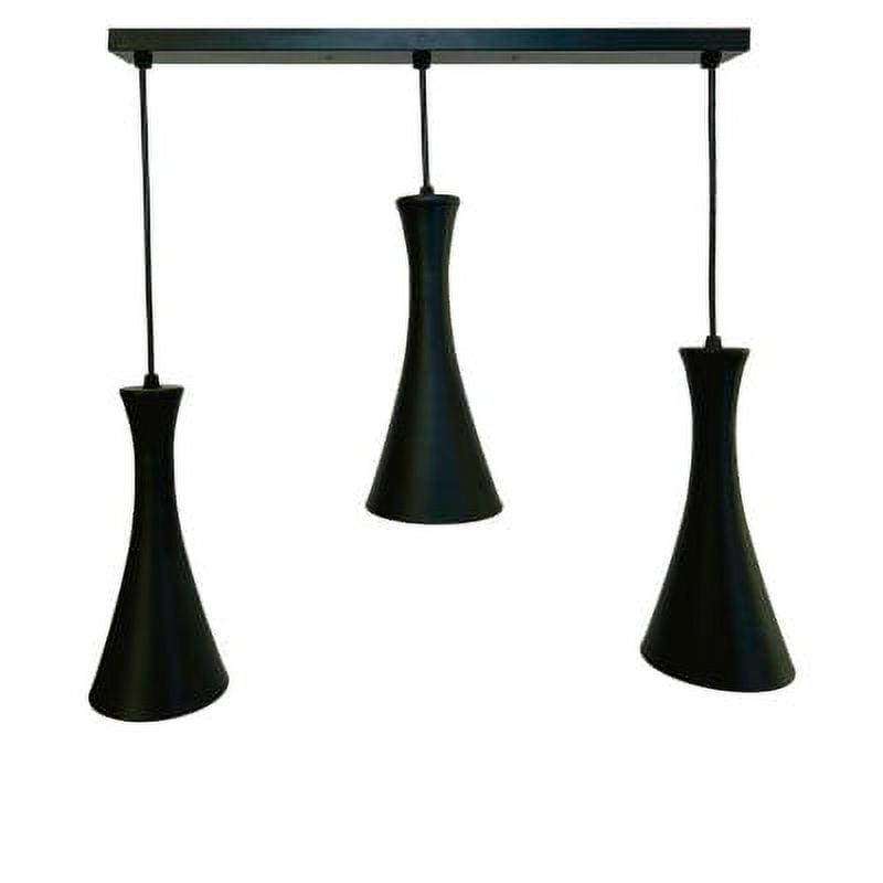Hb Led - Lámpara Colgante Triple E-27 Diseño Moderno Negro