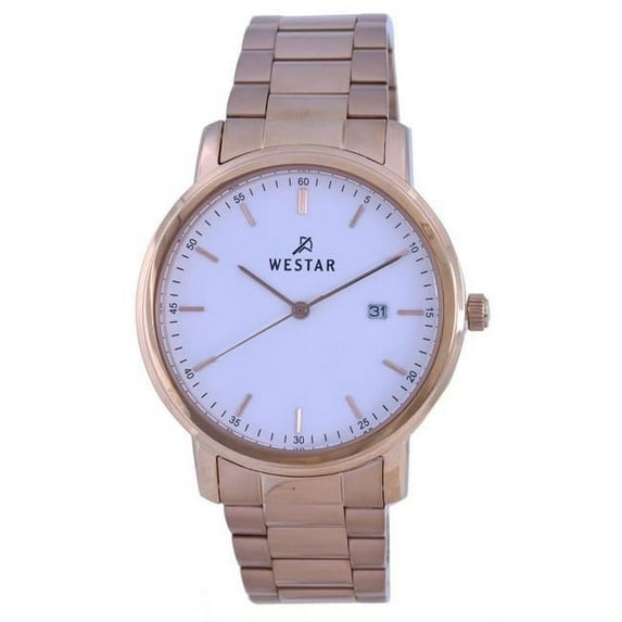 Reloj Westar 50243ppn601 Con Esfera Blanca En Tono Oro Rosa Y Cuarzo De Acero Inoxidable Para Hombre & 44; Azul