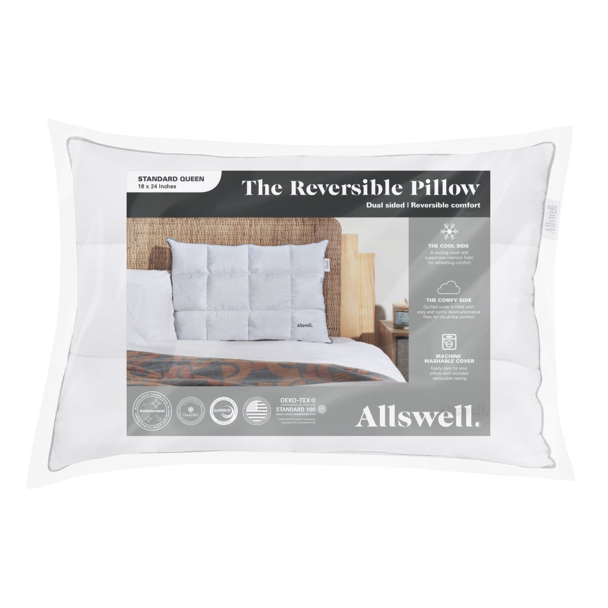 Almohada Allswell Reversible Memory Foam Cooling Plush Standard