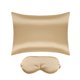 thumbnail image 1 of Funda de Almohada de Satén REGALWOVEN con Cremallera Oculta y Máscara para Dormir Reina Oro, 1 of 3