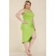 thumbnail image 2 of Saronite Vestido Midi Básico Cruzado sin Mangas con Lazo Frontal, Color Lima (Talla Grande para Mujer), 2 of 5