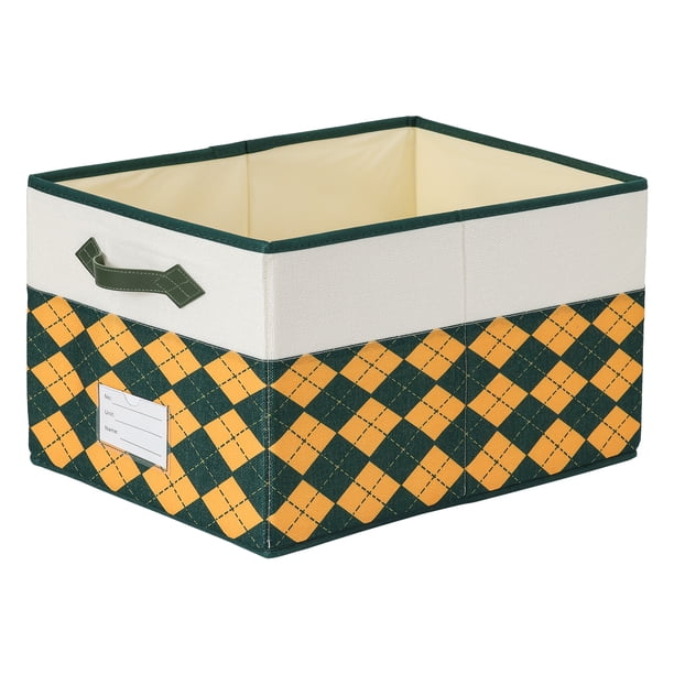 1Pcs Cubo de Almacenamiento, Cesta de Almacenamiento Plegable de Tela Impresa con Asa para Organizar Ropa, Libros Naranja Verde 8.7*11.4*6.7in