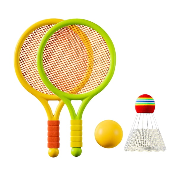 Juego de bádminton y tenis para niños, juego de raquetas de tenis, regalo de juego, raqueta de tenis para niños, niñas y niños, jugadores principiante Amarillo verde