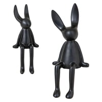 Magideal - 2 Piezas De Estatuas De Decoración De Conejo Sentado De Cerámica, Decoración De Estantería, Adorno Decorativo Para Estantes De Escritorio, Gabinetes D Negro