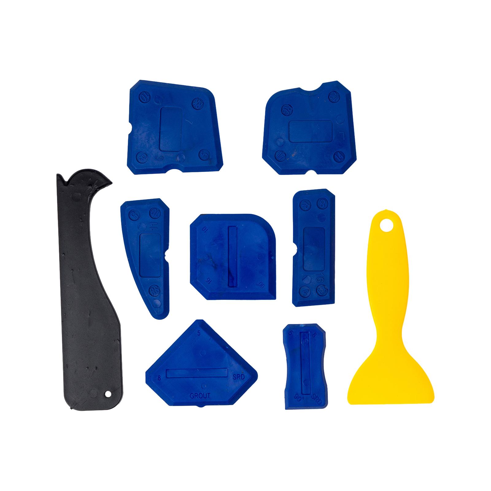 Ioensy - 9 Piezas Herramienta De Acabado De Calafateo Rascador De Ángulo De Pegamento De Vidrio Para Piso Baño Azul