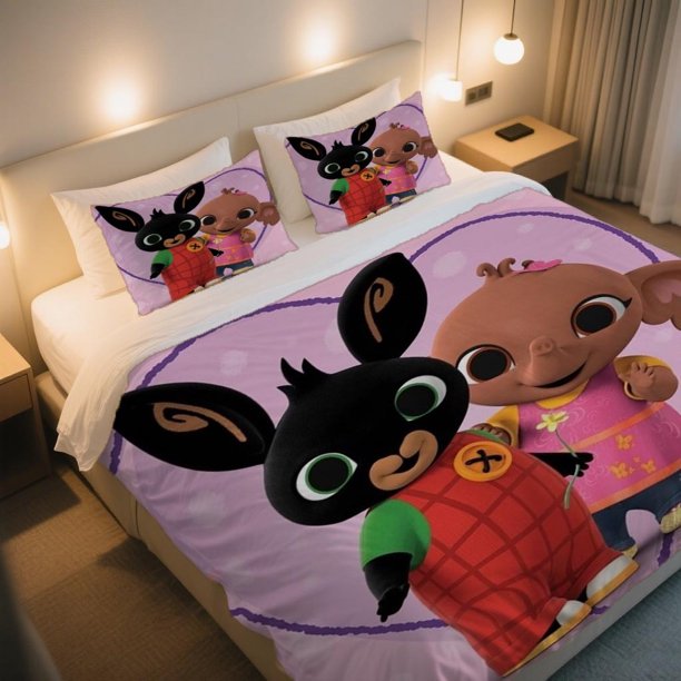Bing Creature Friends Duvet Cover Set A Warm bedding That Is Hypoallergenic And Soft Suitable for All Seasons