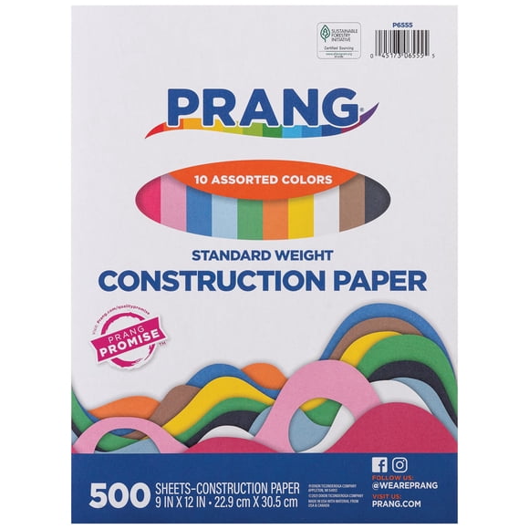 Papel de construcción Prang Art Street, 10 colores surtidos, 9 x 12