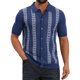 thumbnail image 1 of Camiseta Polo de Hombre de Jacquard de Manga Corta con Botones Abajo Camisetas de Golf de Punto 2XL Azul Marino, 1 of 6