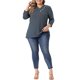 thumbnail image 2 of Agnes Orinda Conjuntos de Halloween para Mujeres Tallas Grandes Tops de Escuela Universitaria Manga 3/4 Blusa Casual Elegante de Punto a Rayas Cuello Asimétrico Camiseta de Moda 2X Azul Oscuro, 2 of 6