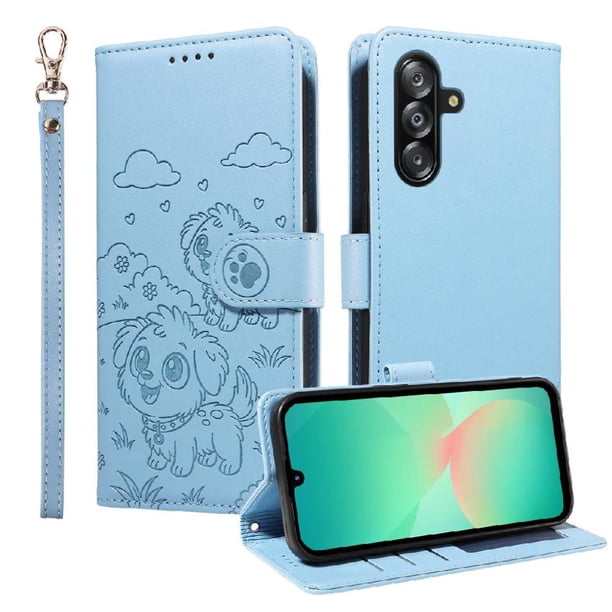 Funda Billetera FOXDOCK Compatible con Samsung Galaxy A17, Diseño Perrito Tierno, Ranuras para Tarjetas y Soporte Plegable
