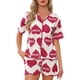 thumbnail image 1 of INSPIRE CHIC Pijamas para Mujer con Sujetador Incorporado, Volantes, Camiseta de Manga Corta con Botones y Shorts, Ropa de Dormir XL Corazón Rojo, 1 of 6