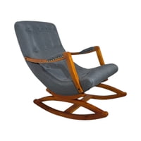 Diseños Valestrini - Silla Mecedora Con Apoya Brazo Lino Gris Medio