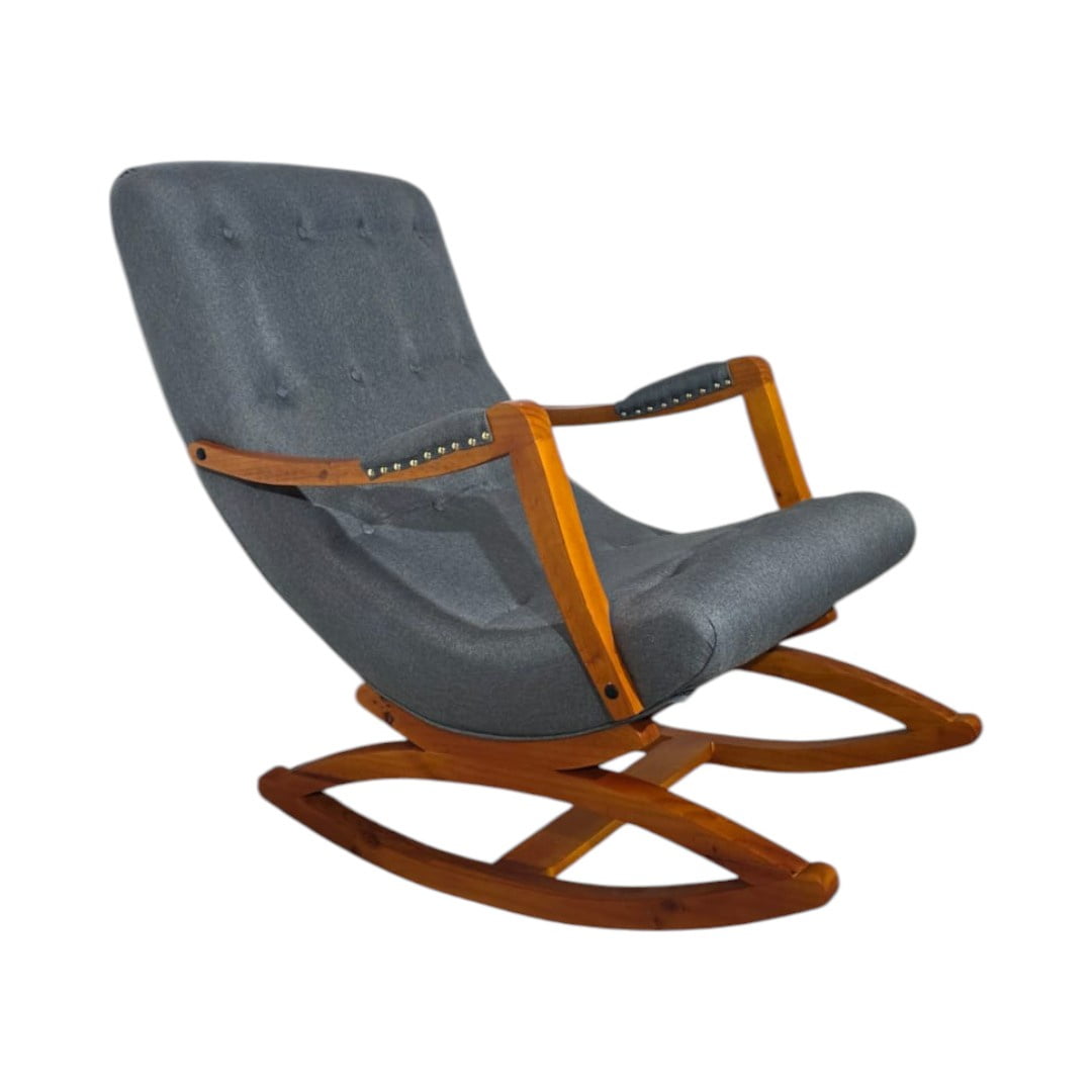 Diseños Valestrini - Silla Mecedora Con Apoya Brazo Lino Gris Medio