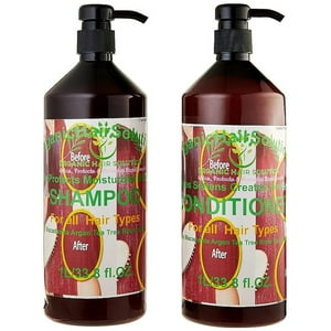 Organic Hair Solution - Champú Y Acondicionador Orgánico Con Árbol De Aceite De Aloe Vera-Castor- Argan- Macadamia- Coconut & Jojoba -Sulfate/Paraben Free- Para Todos Los Tipos De Cabello: Hombres Y Mujeres (33 Oz)