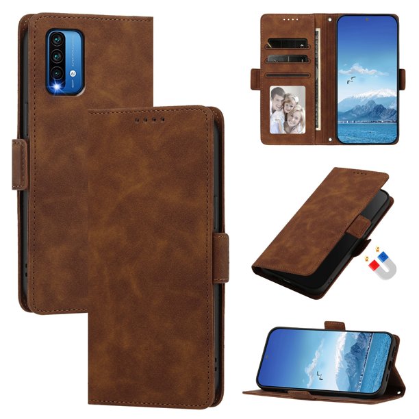 Funda Billetera Delgada para Xiaomi POCO M3 con Ranuras y Soporte Marrón