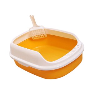 Ioensy - Inodoro De Caja Abierta, Contenedor Para Mascotas, Orinal Con Gatito, Amarillo