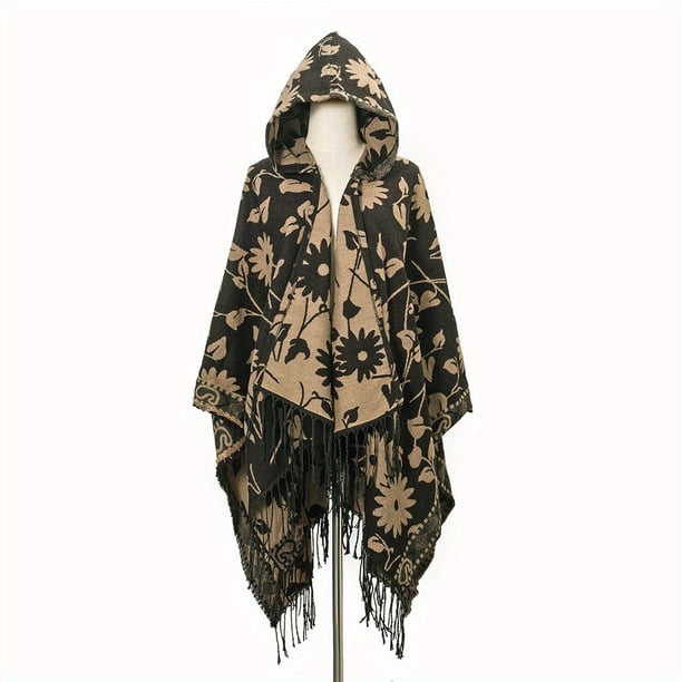 Cozy & Stylish Oversized Geometric Print Blanket Shawl with Tassel Wrap - Perfect for Outdoor Wind Protection!