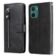 thumbnail image 3 of Funda tipo cartera para Motorola Moto E15 con bolsillo con cremallera y ranuras para tarjetas – Función de soporte Negro, 3 of 5