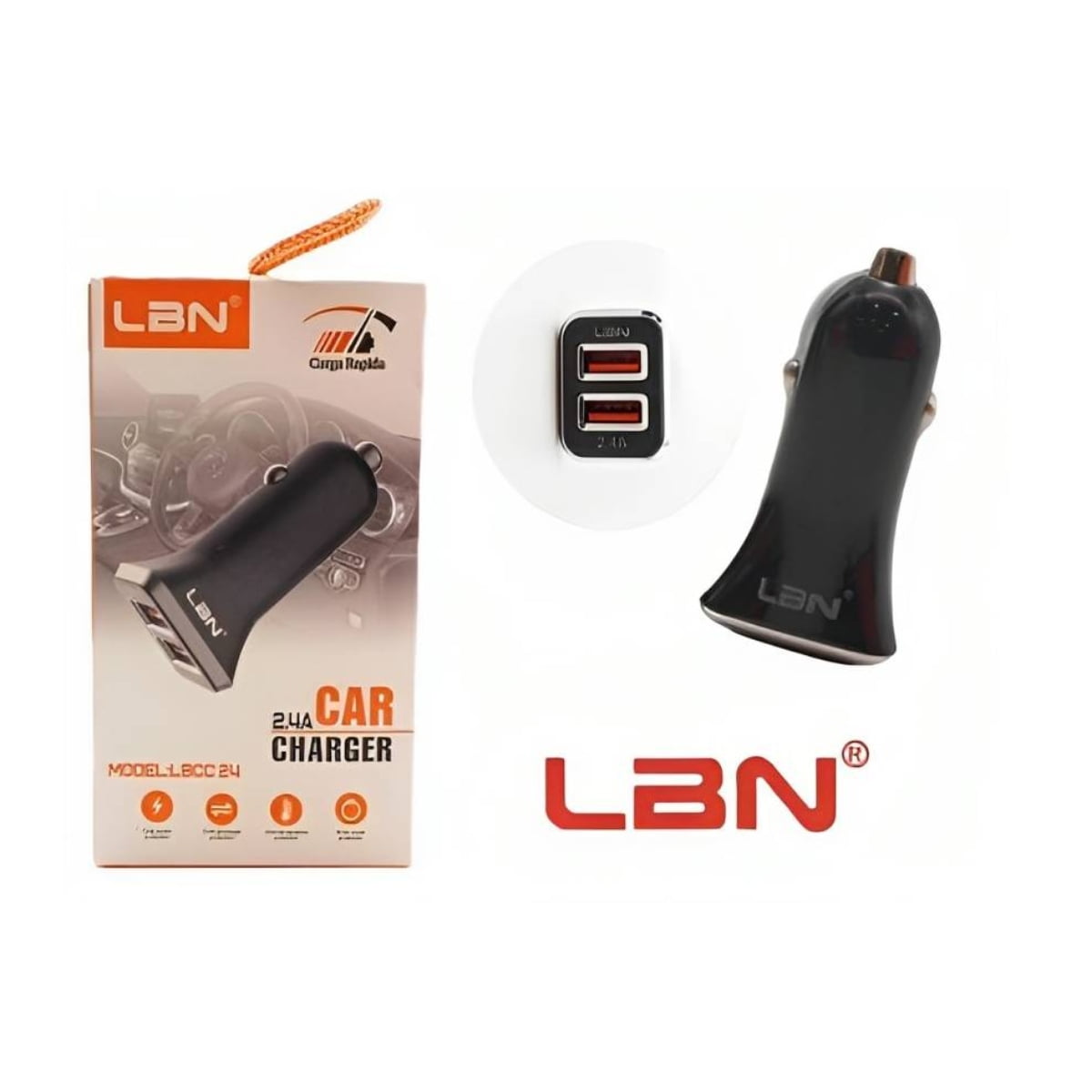 Cargador Usb Para Vehiculo Lbn 12v Negro