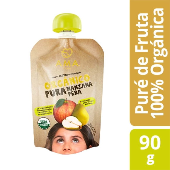 Puré Manzana Pera Orgánico, 90 g