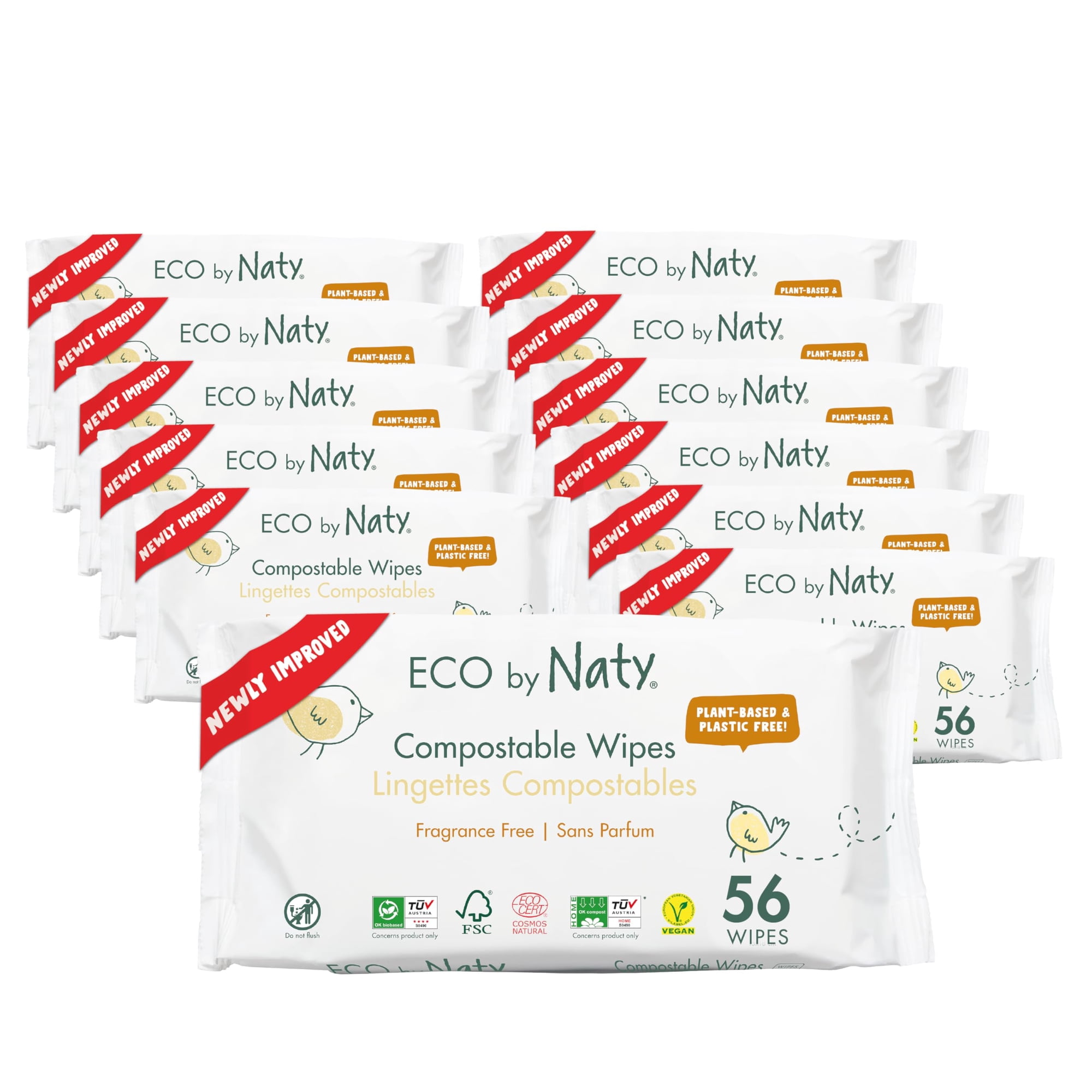 Toallitas Para Bebés Eco By Naty, Sin Perfume, 100% Compostables, 672 Unidades