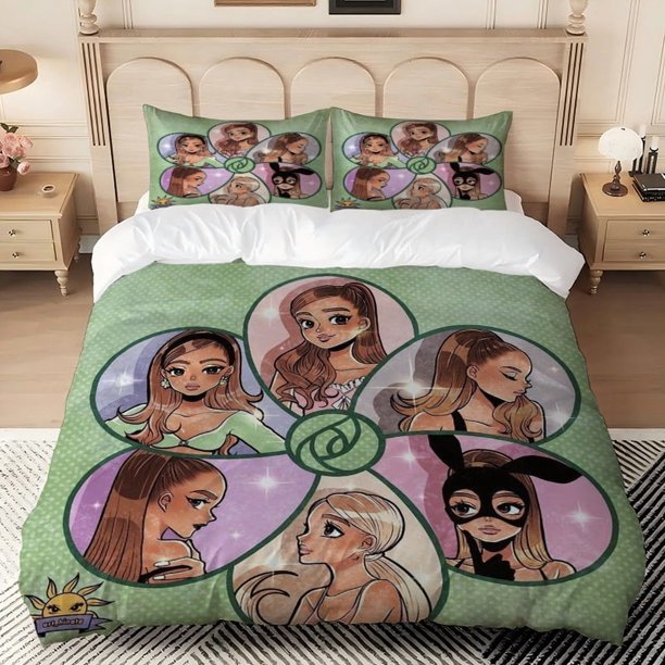 3pcs Arianna Petal Illustration Print Three-Piece Set Duvet Cover + Double Pillowcase