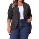 thumbnail image 1 of Agnes Orinda Cárdigan de Punto para Mujer Talla Grande con Solapa, Manga Larga, Frente Abierto, Dobladillo Irregular, Suéter Casual Suave, Talla 3X, Gris Oscuro, 1 of 6