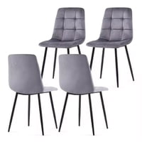 Vitelio - Pack 4 Sillas Acolchada Capitonés Gris Felpa