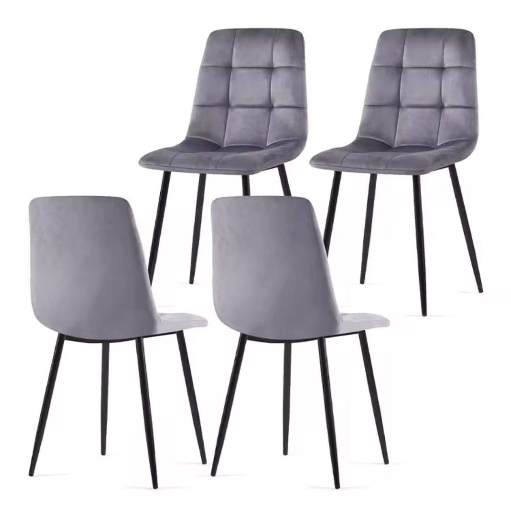 Vitelio - Pack 4 Sillas Acolchada Capitonés Gris Felpa