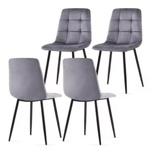 Vitelio - Pack 4 Sillas Acolchada Capitonés Gris Felpa