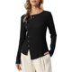 thumbnail image 1 of INSPIRE CHIC Suéter de Manga Larga para Mujer con Cuello Redondo, Decoración de Botones, Jersey Casual de Punto Acanalado, Talla M, Negro, 1 of 6