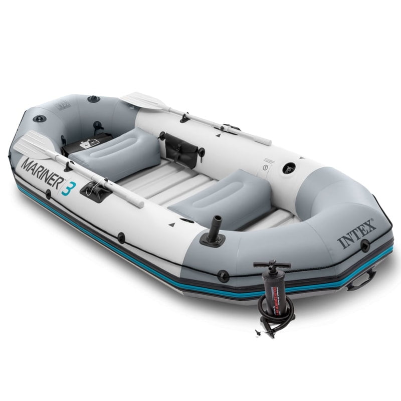 Bote Inflable Intex Mariner Para 3 Personas Con Remos De Aluminio 137cm, 297x127x46cm